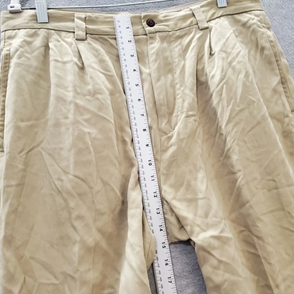 Tommy Bahama Men‎ Pants 36x34 Beige Chino 100% Silk Pleated High Rise Pockets